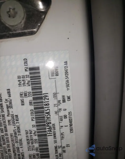 2019 Ford Mustang from USA, damaged, VIN 181291